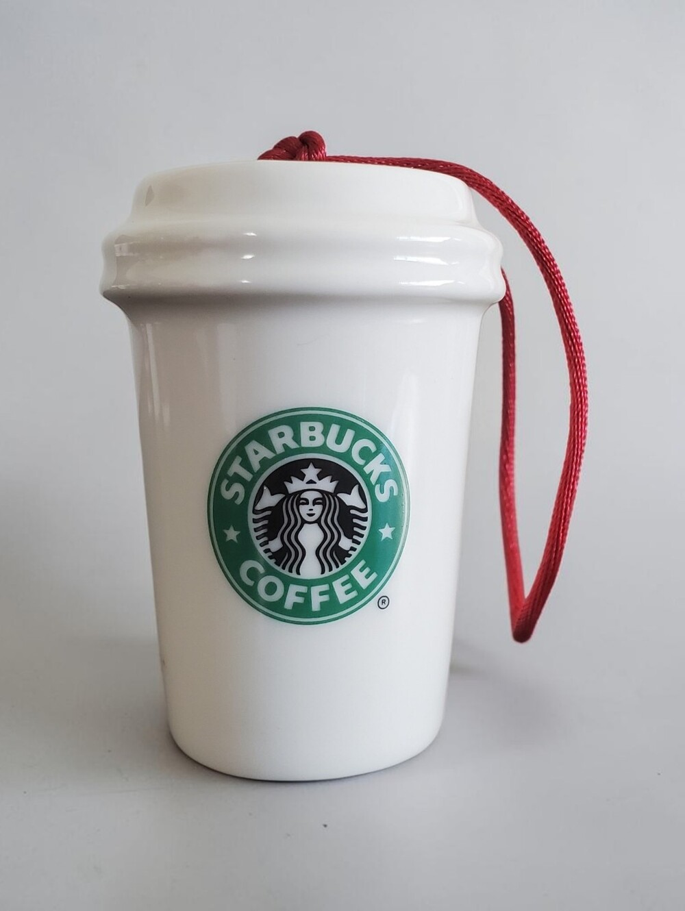 Starbucks Vintage 2006 Ceramic White Hot Cup Christmas Ornament